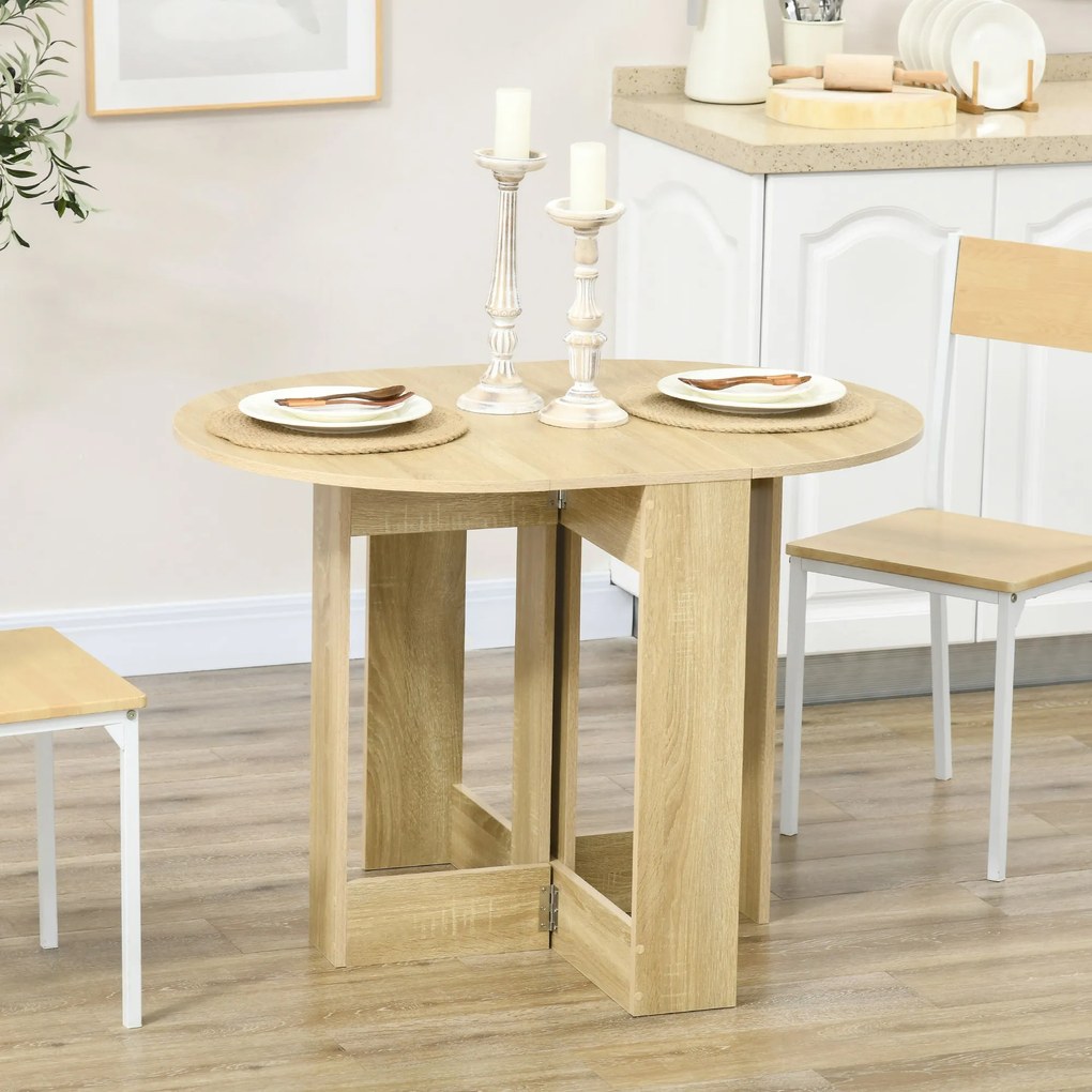Mesa de Sala de Jantar Dobrável com 2 Laterais Mesa Auxiliar de Madeir