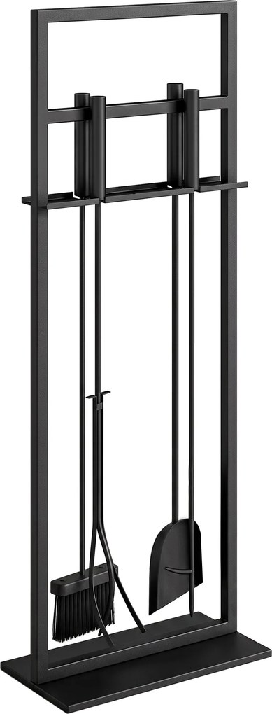 Outsunny Conjunto de Utensílios para Lareira de 5 Peças em Metal com Escova Pá Atiçador Pinça e Suporte Preto | Aosom Portugal