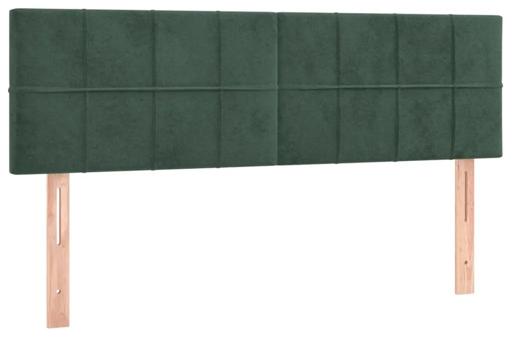 Cabeceira de cama c/luzes LED veludo 144x5x78/88cm verde-escuro