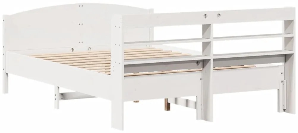 Cama sem colchão 160x200 cm madeira de pinho maciça branco