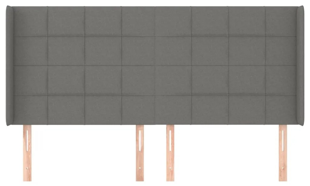 Cabeceira cama c/ abas tecido 203x16x118/128 cm cinzento-escuro