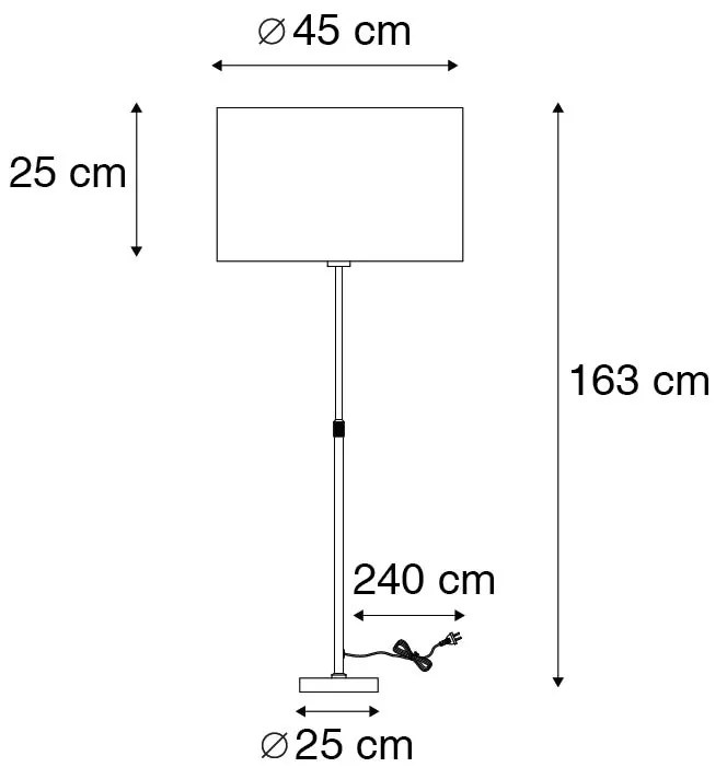 Candeeiro de pé preto com cortina preto / branco ajustável 47 cm - Parte Design,Moderno