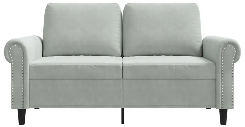 Sofá de 2 lugares 120 cm veludo cinzento-claro
