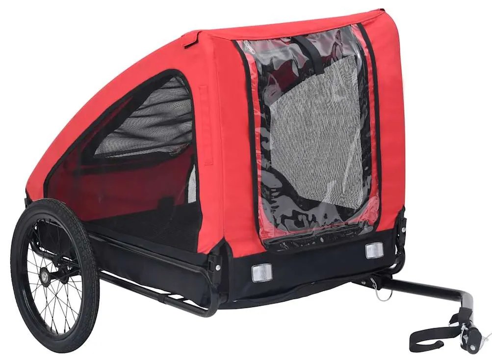 Reboque bicicleta p/ animais vermelho e preto