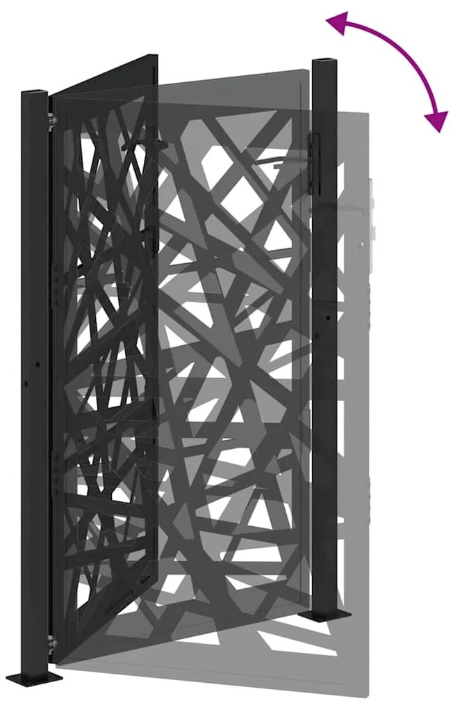 Portão de jardim 105x155 cm design de luz em aço preto