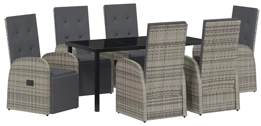 Conjunto de Jantar de Jardim 7 pcs Cinzento 160 x 80 x 73 cm