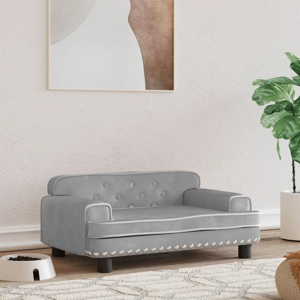 vidaXL Cama para cães 70x45x30 cm veludo cinzento-claro