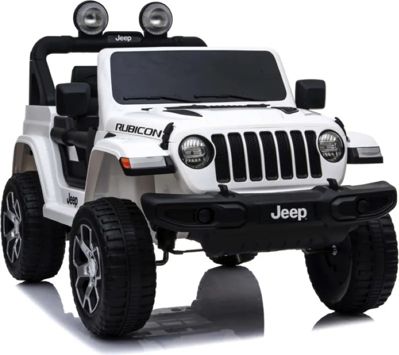 Carro elétrico para crianças até 5 anos Jeep Wrangler Rubicon, 12V, pneus EVA, com bateria de lítio, controlo remoto Branco