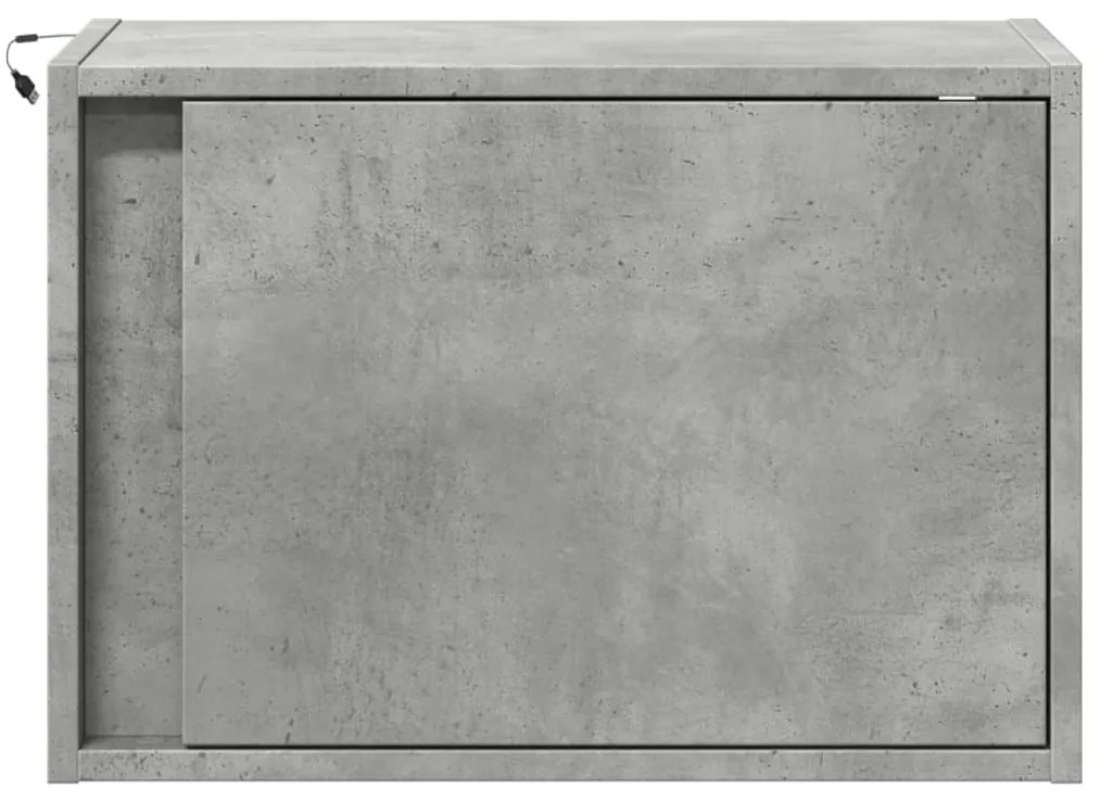 Mesa de cabeceira de parede com luzes LED cinzento cimento