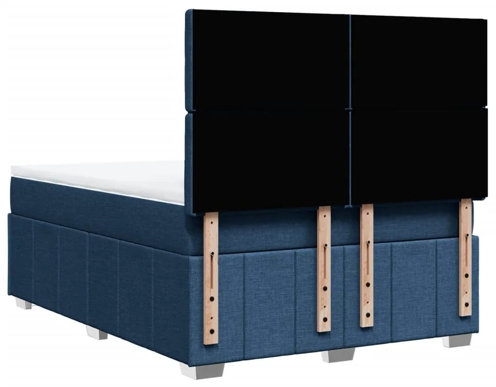 Cama com molas/colchão 140x200 cm tecido azul