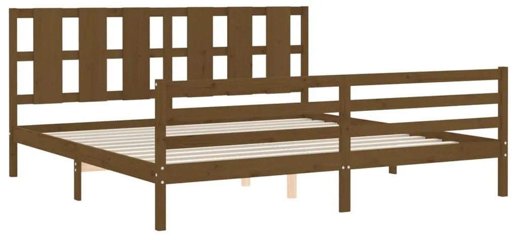 Estrutura cama c/ cabeceira 200x200cm maciço castanho-mel
