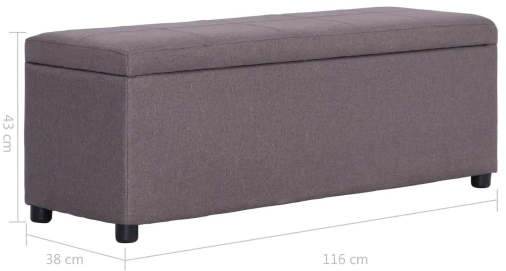 Banco c/ comp. de arrumação 116 cm poliéster cinza-acastanhado