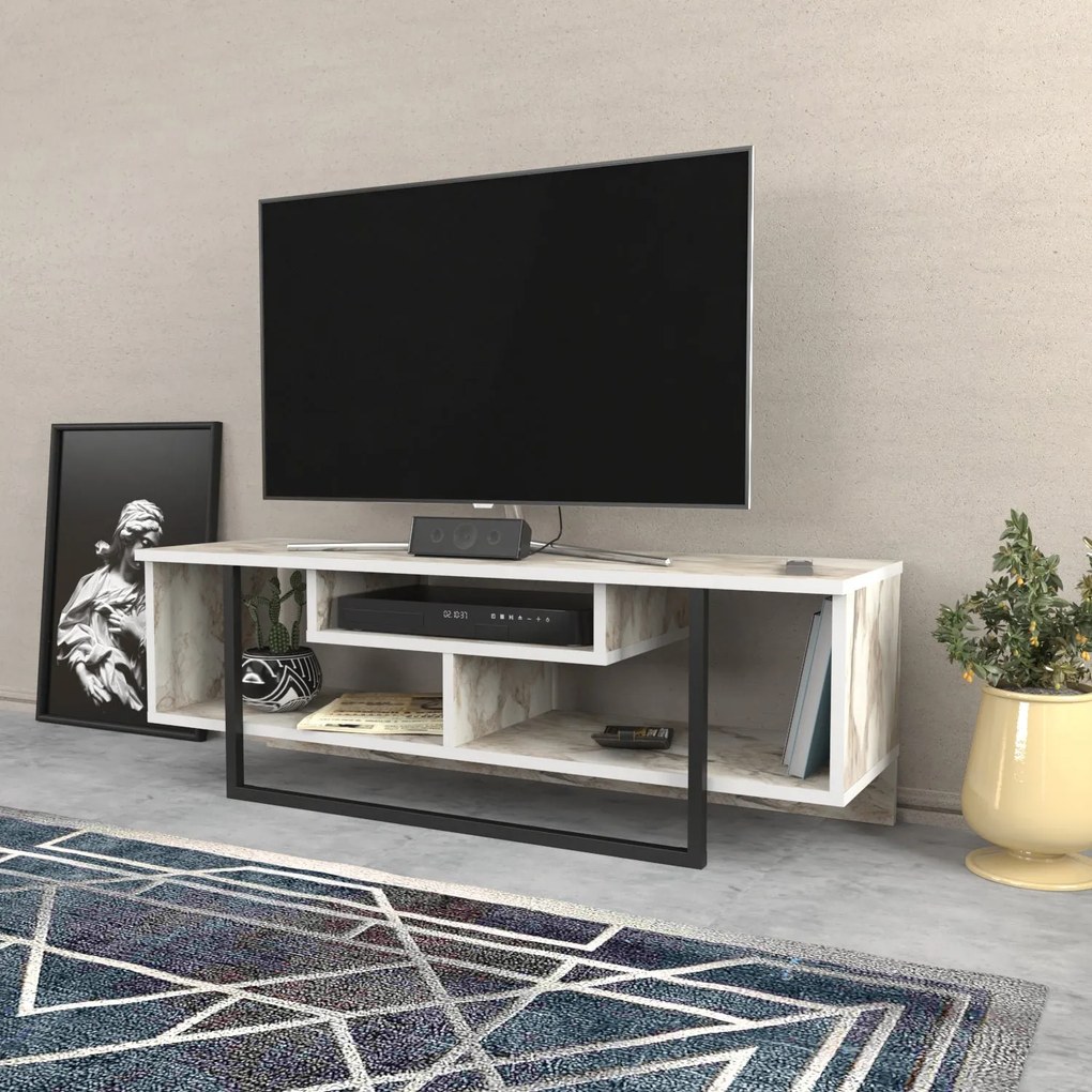 Móvel TV Asal – Branco/Preto – 120x35,2x40,2 cm