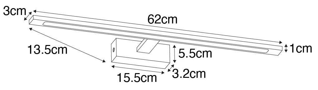 Candeeiro de parede em aço 62 cm c/ LED IP44 - Jerre Design