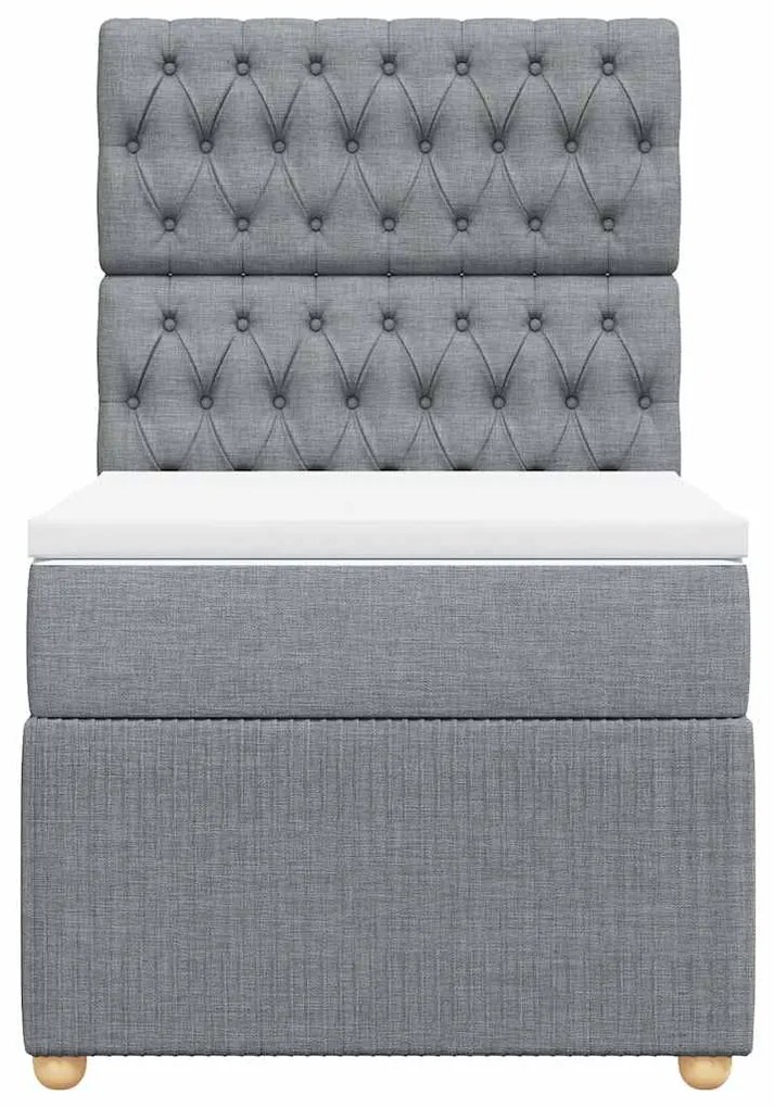 Cama com molas/colchão 90x200 cm tecido cinza-claro