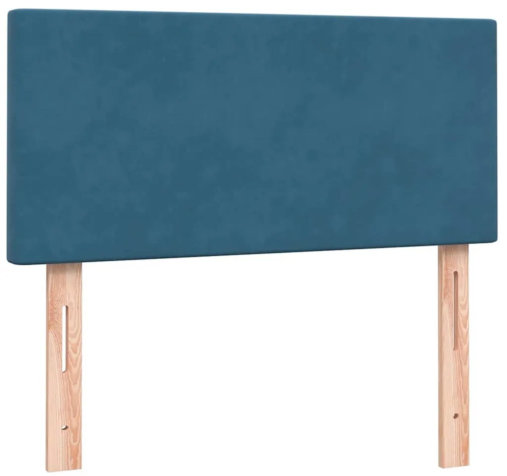 Cama com molas/colchão 90x220 cm veludo azul-escuro