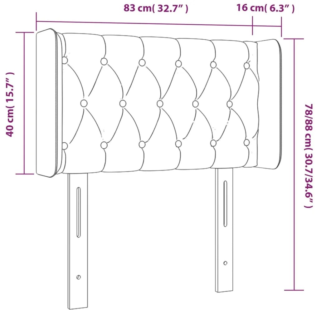 Cabeceira de cama c/ abas tecido 83x16x78/88 cm preto