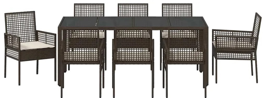 Conjunto de Jantar para Jardim 9 pcs Castanho 190 x 90 x 75 cm