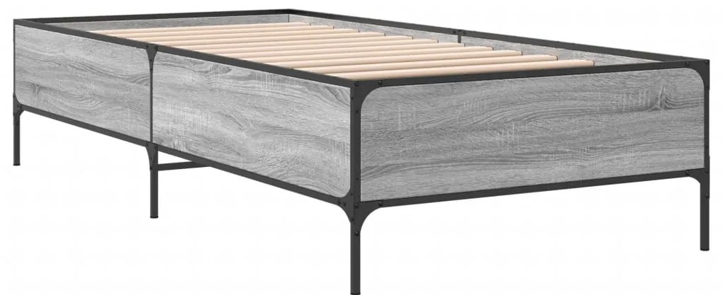 Estrutura cama 100x200 cm derivados madeira/metal cinza sonoma