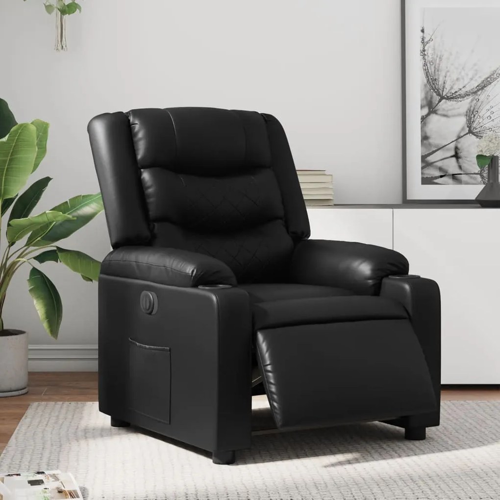 Poltrona reclinável elétrica couro artificial preto