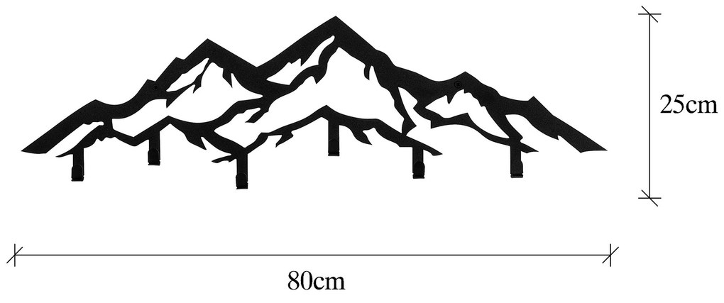 Cabide de Parede Metálico Dag – Preto – 80 x 4 x 25 cm