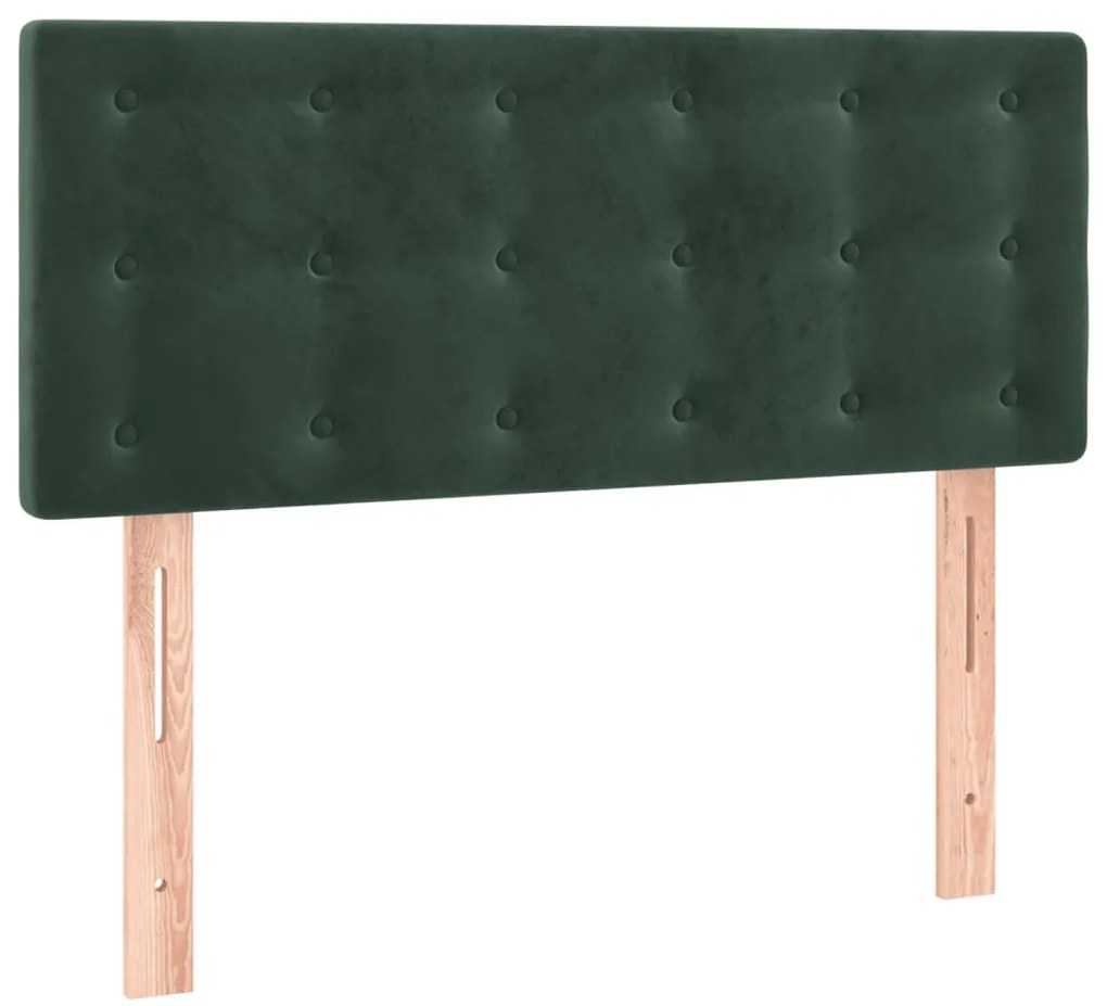 Cama com molas/colchão 90x190 cm veludo verde-escuro