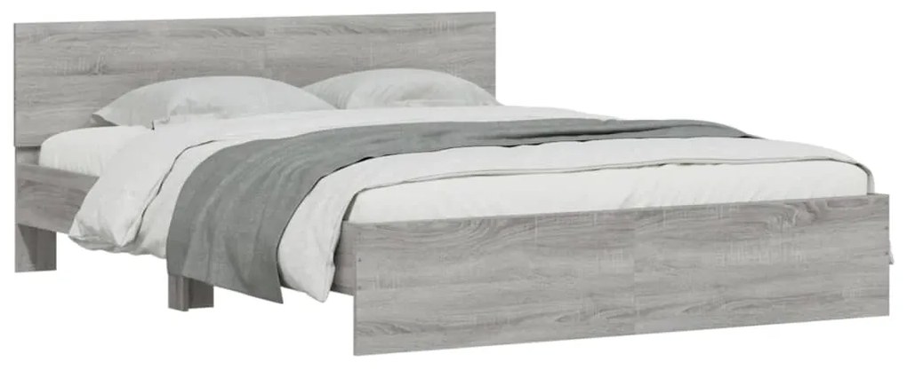 Estrutura de cama com cabeceira 140x200 cm cinzento sonoma