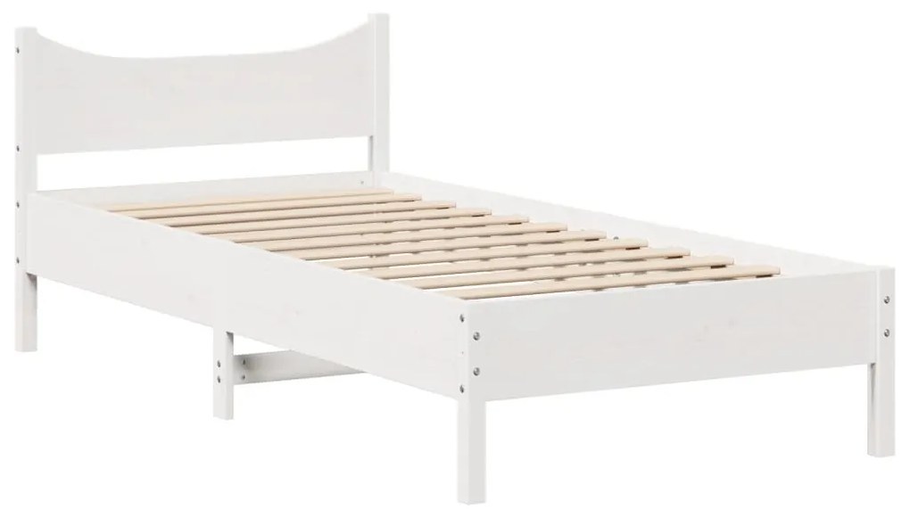 Cama sem colchão 100x200 cm madeira de pinho maciça branco