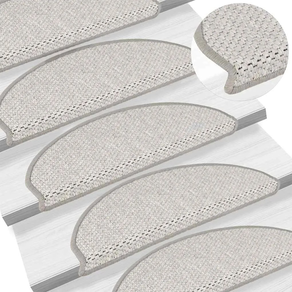 Tapetes escada adesivos aspeto sisal 15pcs 65x21x4 cm platinado