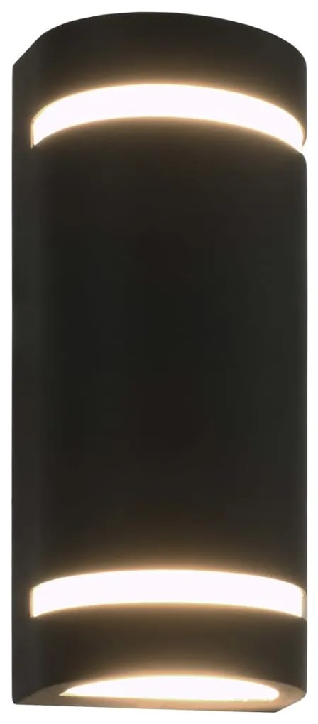 Candeeiros de parede exterior 2 pcs 35 W semicilíndrico preto