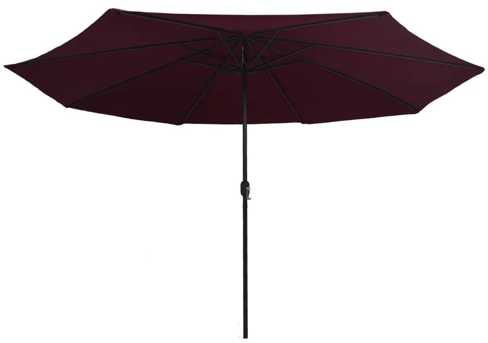 Guarda-sol de jardim com poste de metal 390 cm bordô