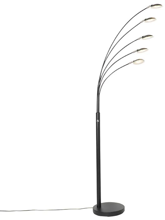 Candeeiro de pé Design preto com 5 luzes LED reguláveis - Sixties Trento