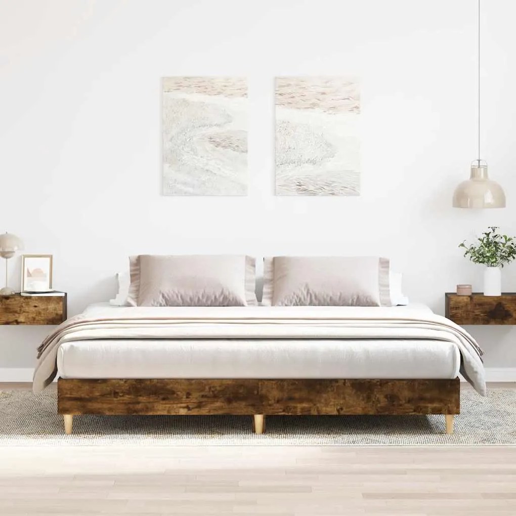vidaXL Estrutura de cama sem colchão 200x200 cm carvalho fumado