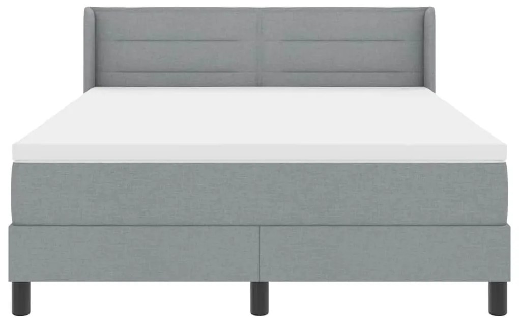 Cama Box Spring com Colchão Cinza Claro, 140 x 190 cm, Tecido