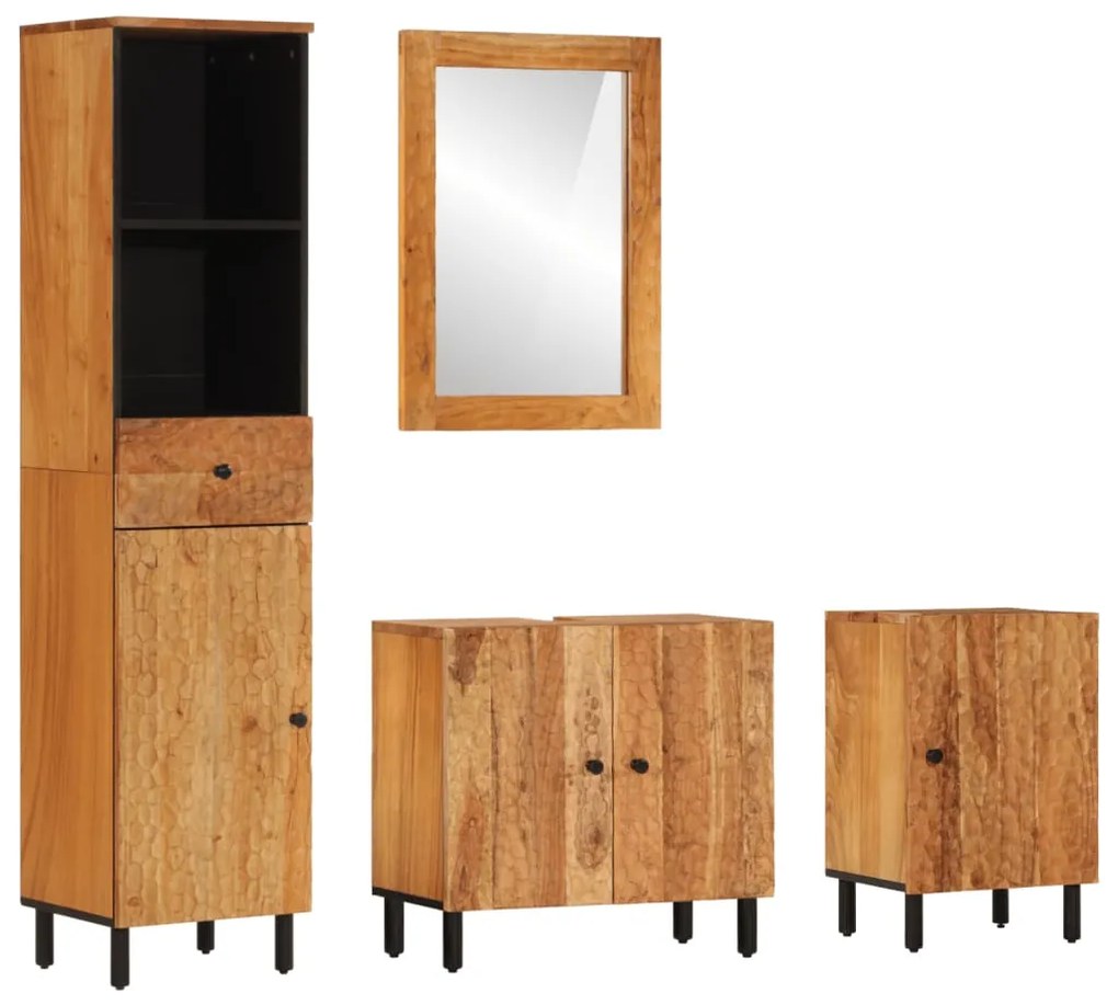 vidaXL 4 pcs conjunto de móveis para casa de banho acácia maciça