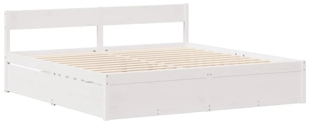 Cama sem colchão 140x200 cm madeira de pinho maciça branco