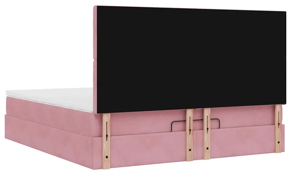 Estrutura de cama otomana com colchões 180x200 cm veludo rosa