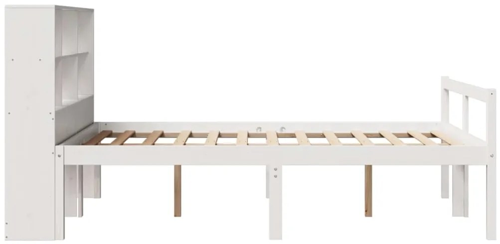 Cama com estante sem colchão 150x200 cm pinho maciço branco