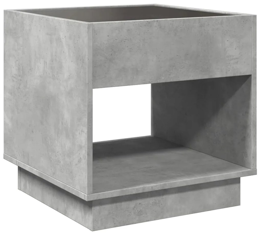 Mesa de cabeceira c/ LED Infinity 50x50x50 cm cinzento cimento