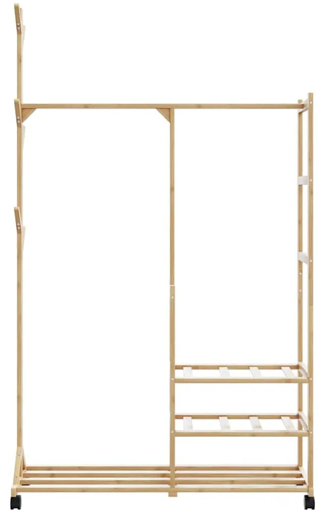 Cabide com prateleiras e rodas 100x38x175,5 cm bambu