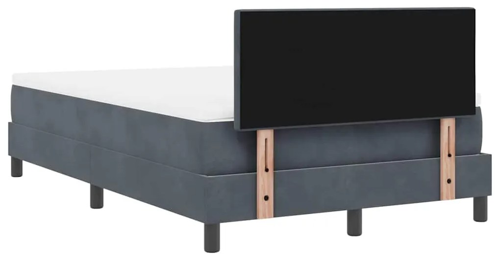 Cama Box com Colchão e LED Cinza Escuro 120x190 cm Veludo