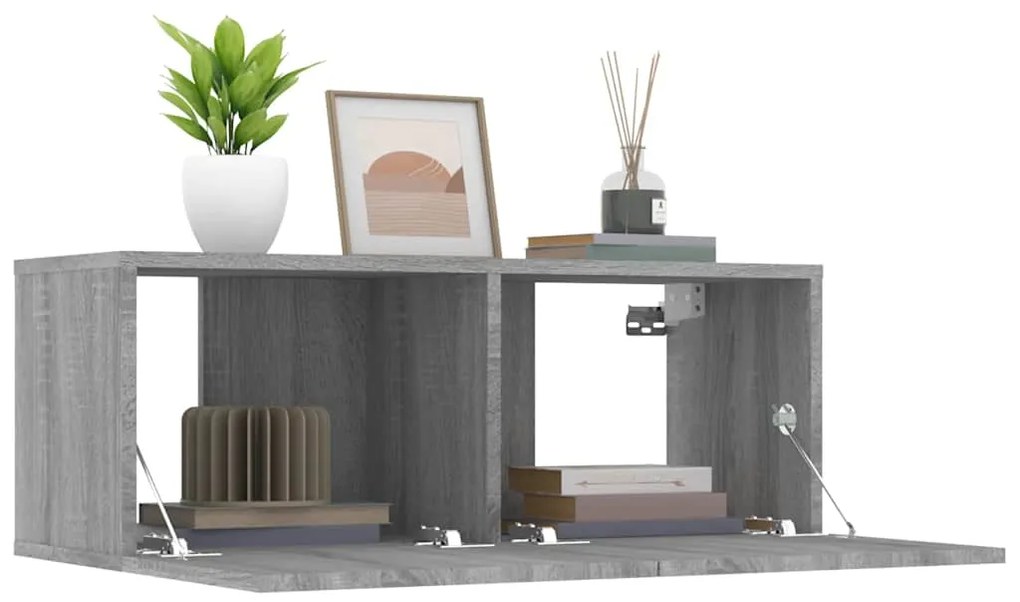 Móveis TV 2pcs 80x30x30 cm derivados madeira cinzento sonoma