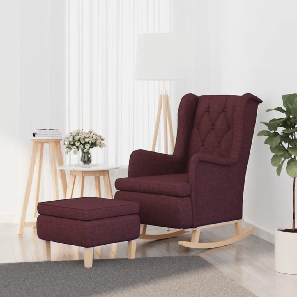 vidaXL Poltrona de baloiço com banco tecido roxo