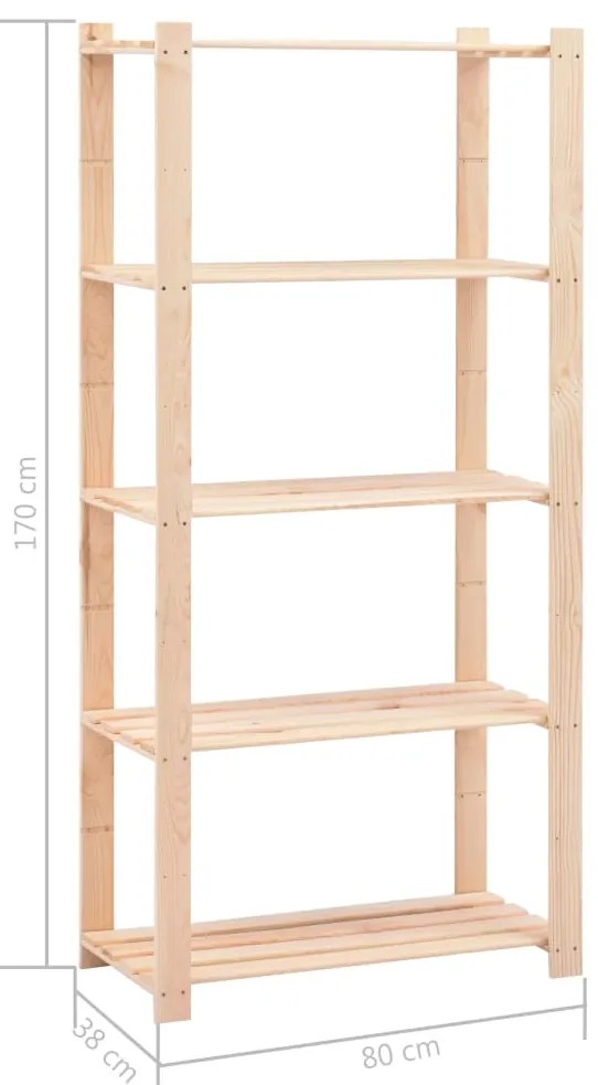 10 unidades arrumação 5 prateleiras 80x38x170cm pinho 250 kg