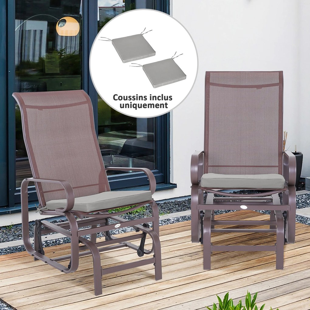 Conjunto de 2 almofadas para cadeiras e cadeirões de jardim; almofadas de assento com capas removíveis; enchimento de 5 cm; poliéster; cinzento claro