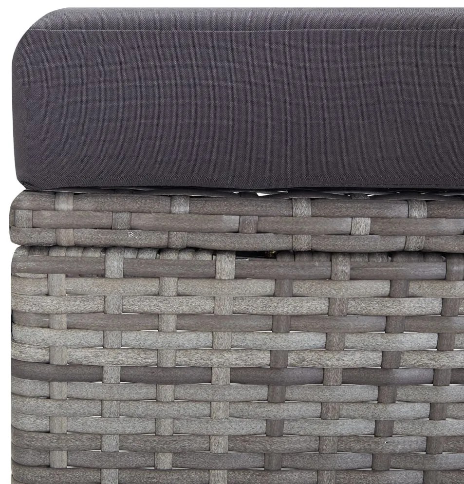 2 pcs conjunto lounge de jardim c/ almofadões vime PE cinzento