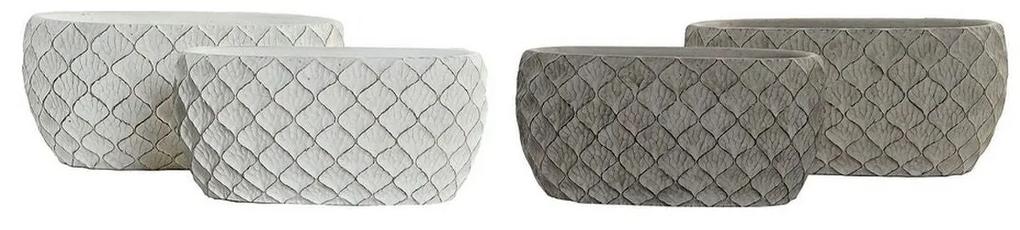 Conjunto de Vasos DKD Home Decor ‎S3023940 Cinzento Cimento Branco (24 x 14 x 11 cm) (2 Unidades)