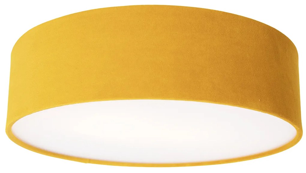 Candeeiro de teto moderno ocre 40 cm com interior dourado - Drum Moderno
