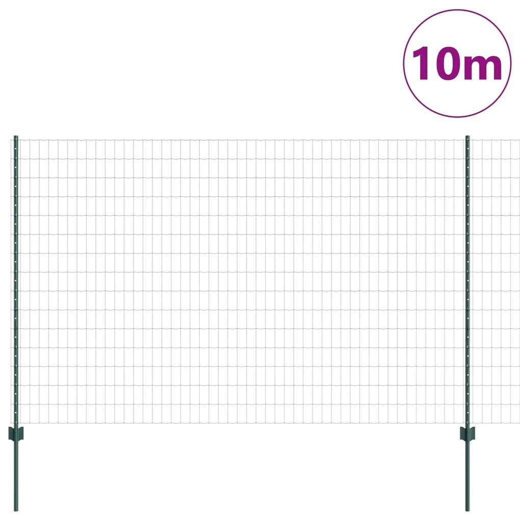 Cerca Euro com 5 Postes U Verde 1,6x10 m Aço