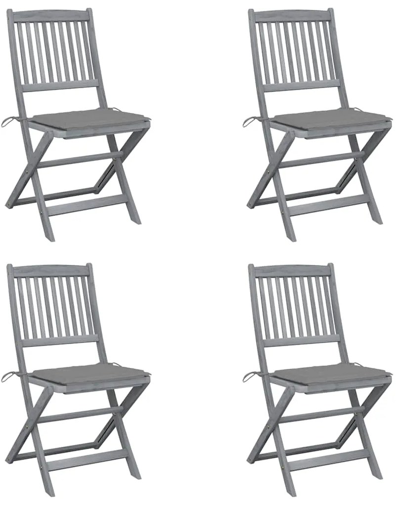 Cadeiras exterior dobráveis c/ almofadões 4 pcs acácia maciça